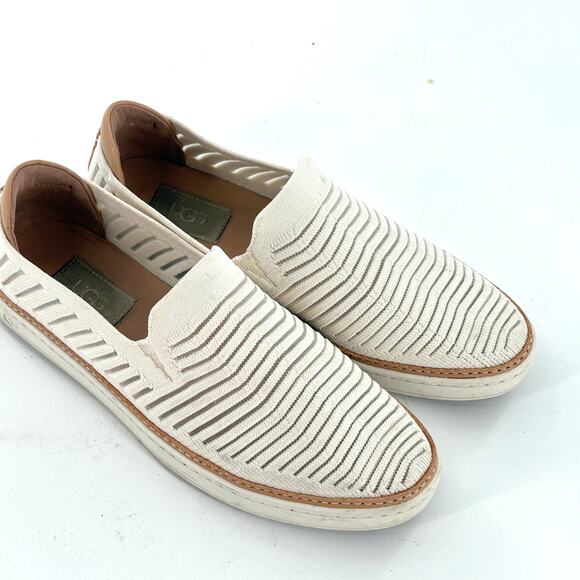 Ugg Sammy Breeze Slip On Sneakers 8 White Tan Flats Travel Beach Resort Cruise - Picture 8 of 11